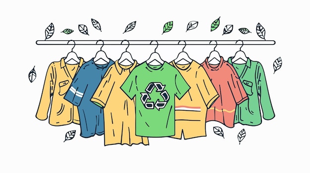 Vector a drawing of a line of shirts with the words  recycle  on it