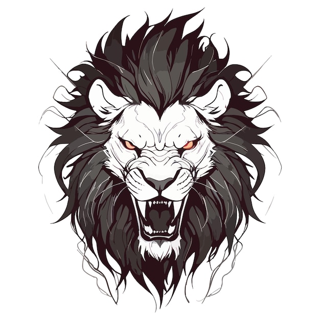 a drawing of a lion with a lion head on it