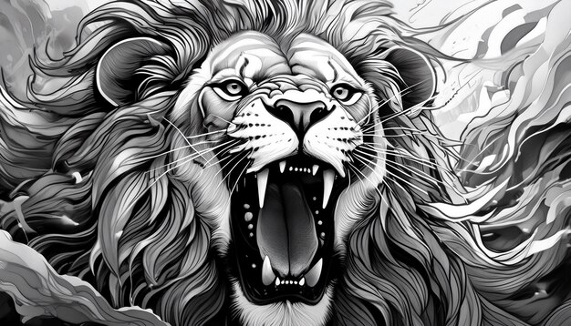 Vector a drawing of a lion with the word  im a