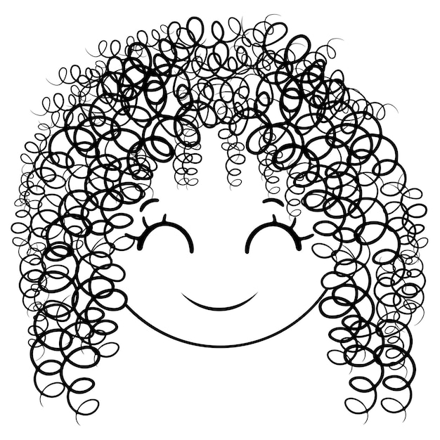 Vector drawing of a little girl with curly hair