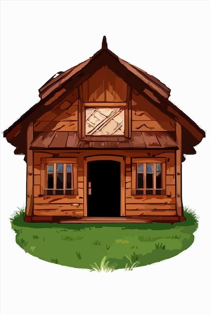 a drawing of a log cabin with a log cabin on the front