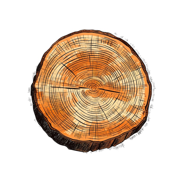 A drawing of a log with a cross section of the tree trunk.