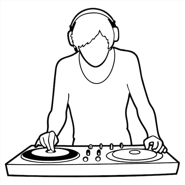 Vector a drawing of a man on a dj set up