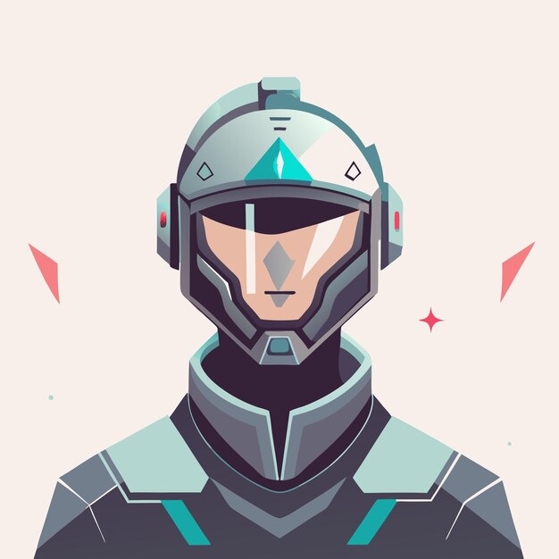 Vector a drawing of a man in a helmet with a star on it