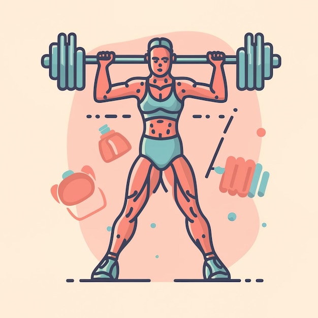 Vector a drawing of a man lifting a barbell with the words  bodybuilder  on it