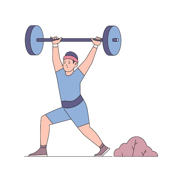 a drawing of a man lifting a barbell