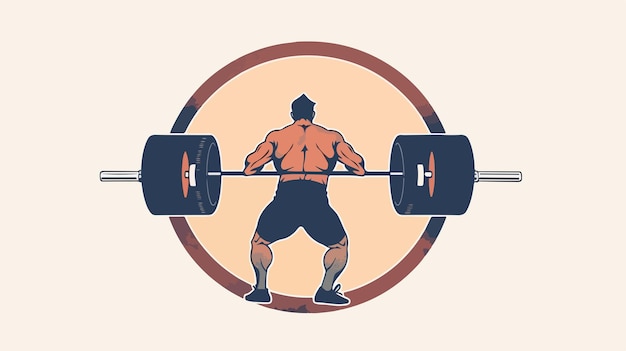 Vector a drawing of a man lifting weights with a circle in the background