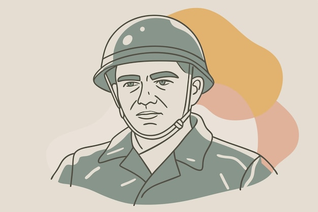 a drawing of a man in a military uniform with a hat on it