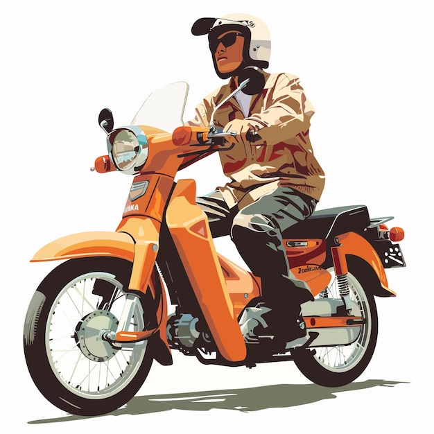 a drawing of a man on a motorcycle with a helmet on