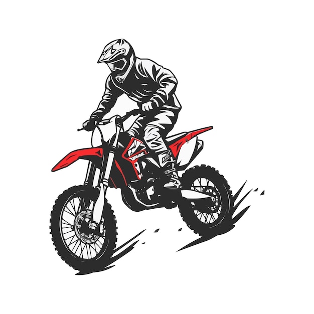 Vector a drawing of a man on a motorcycle with the words quot motocross quot on it