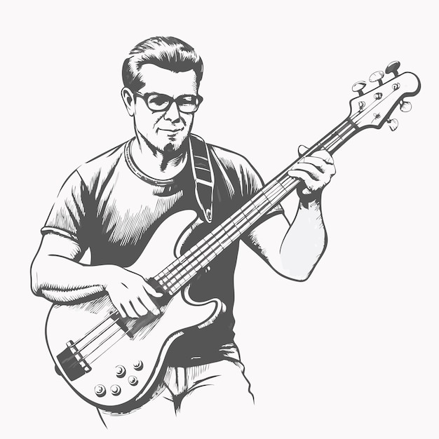 Vector a drawing of a man playing a guitar