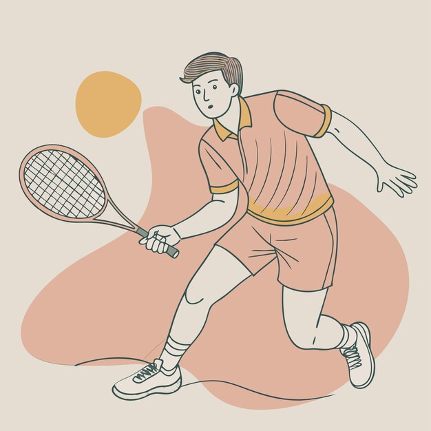 Vector a drawing of a man playing tennis with a racket