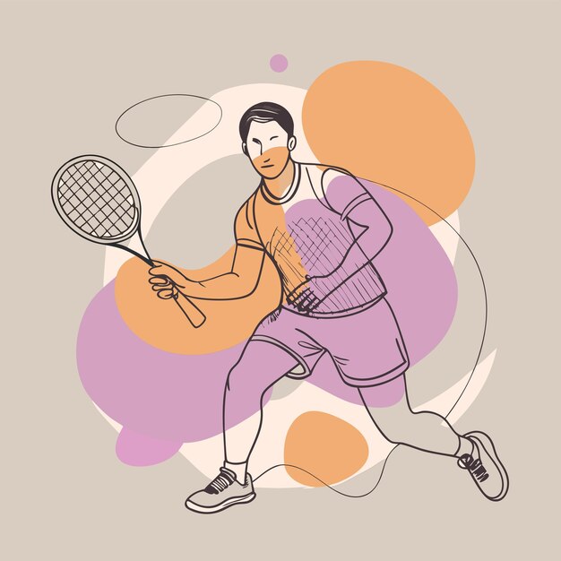 Vector a drawing of a man playing tennis with a tennis racket