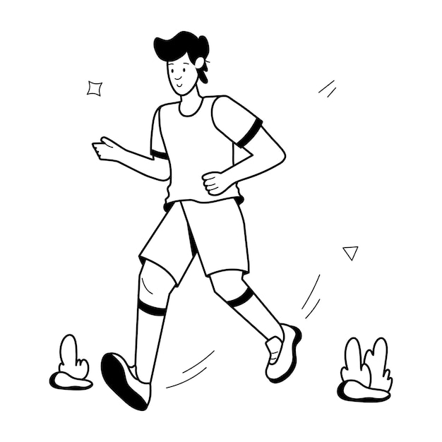 a drawing of a man running with his arms outstretched