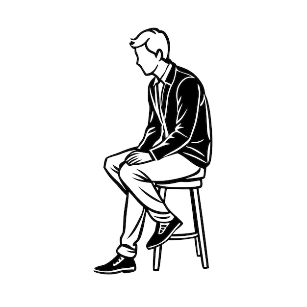 a drawing of a man sitting on a chair