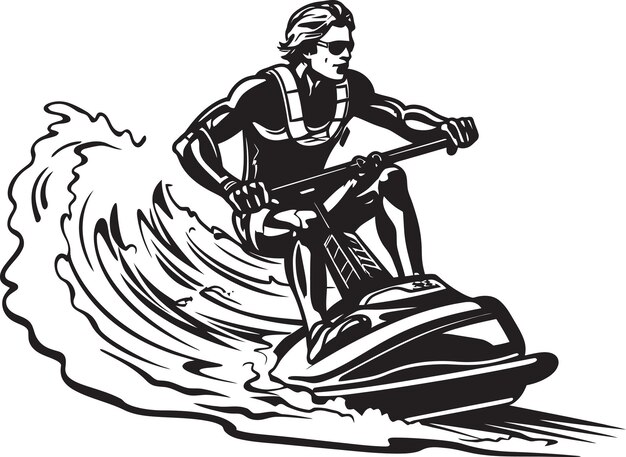 Vector a drawing of a man on a surfboard with the word  the  on it