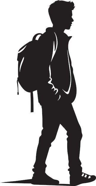 a drawing of a man with a backpack on his back