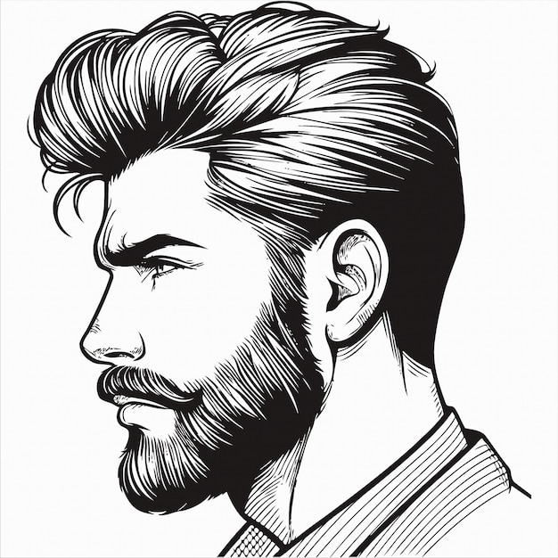 a drawing of a man with a beard and mustache