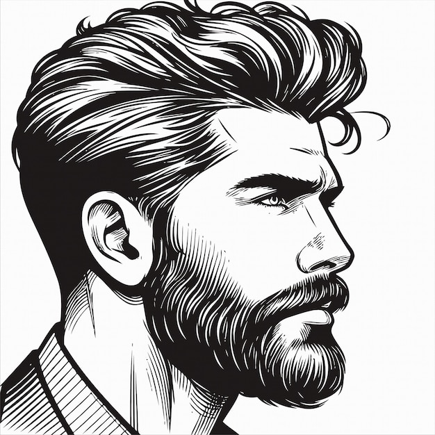 a drawing of a man with a beard and mustache