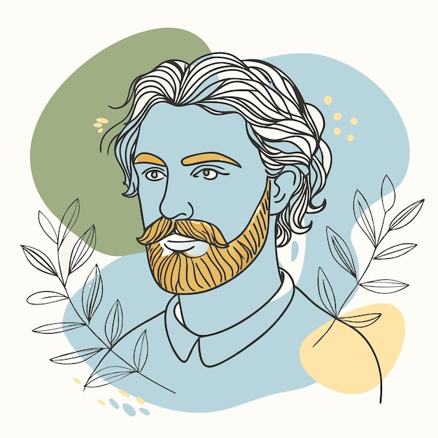 Vector a drawing of a man with a beard and mustache