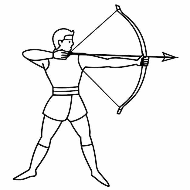 Vector a drawing of a man with a bow and arrow pointing to the right