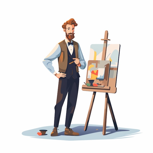 Vector a drawing of a man with a bow tie and a painting of a man in a bow tie