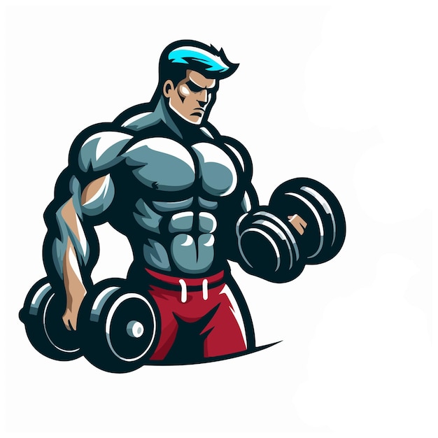 a drawing of a man with a dumbbell