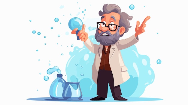 a drawing of a man with glasses and a bottle of water