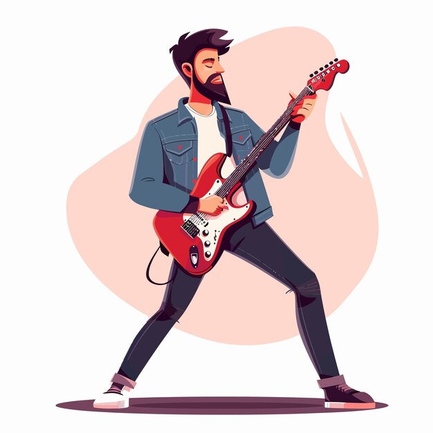 Vector a drawing of a man with a guitar in his hand