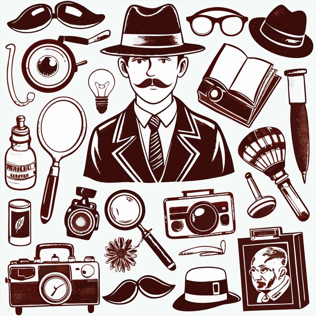 Vector a drawing of a man with a hat and a mustache and sunglasses