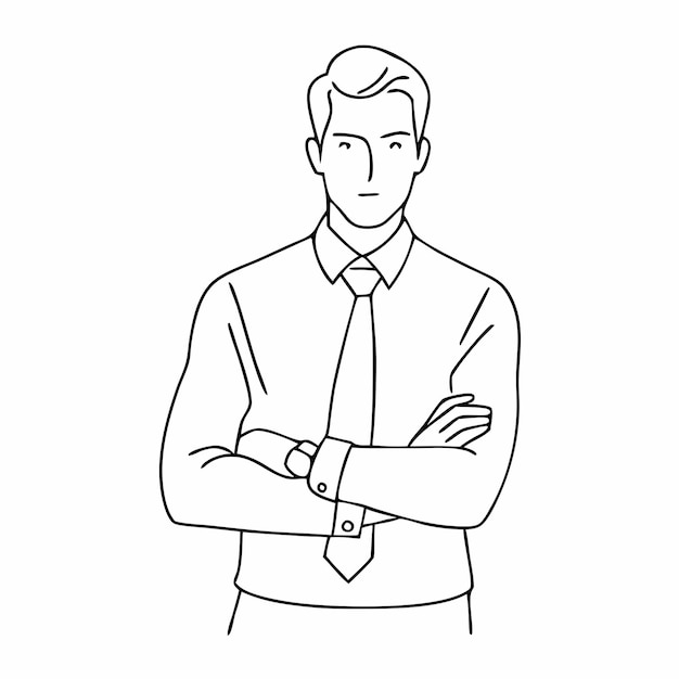 a drawing of a man with his arms crossed