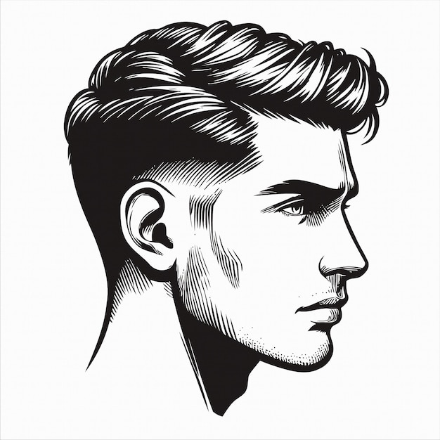 Vector a drawing of a man with a short haircut