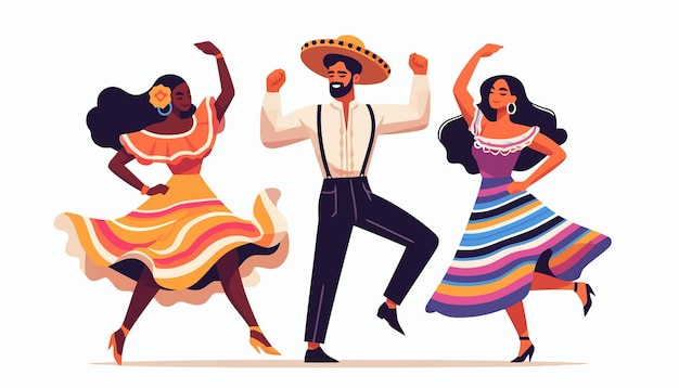 a drawing of a man and women dancing in a colorful dress