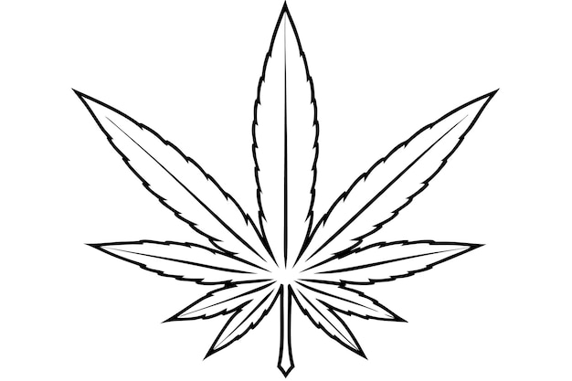 Vector a drawing of a marijuana leaf that says marijuana line art