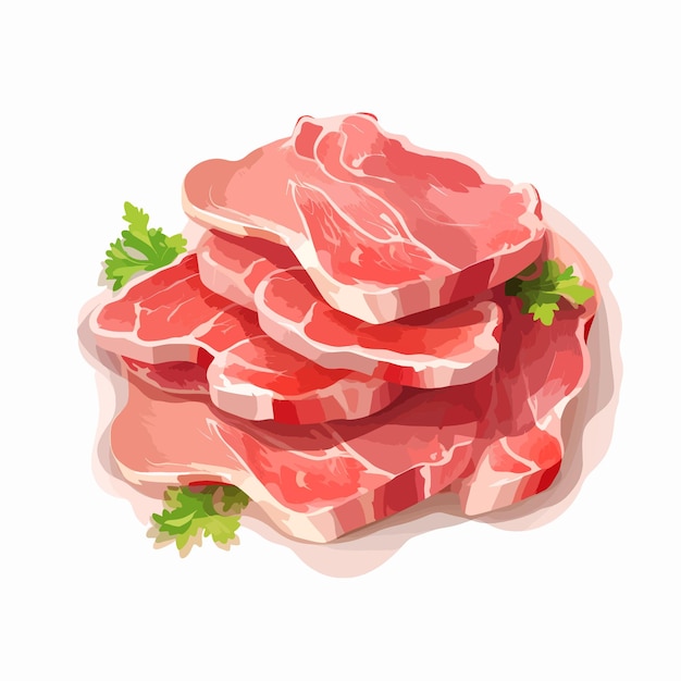 a drawing of meats and vegetables with a white background