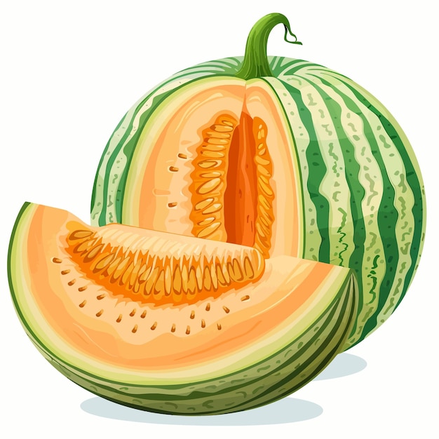 Vector a drawing of a melon with a bite taken out of it