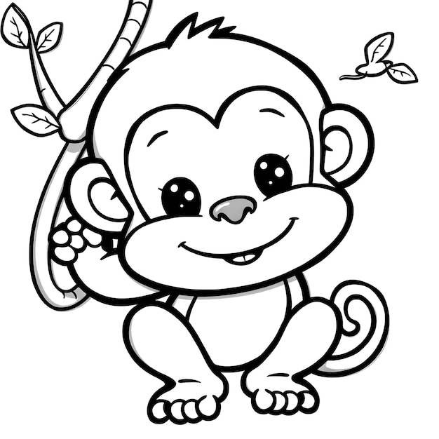 A drawing of a monkey coloring page