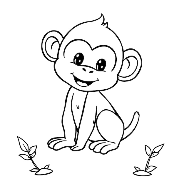 A drawing of a monkey coloring page