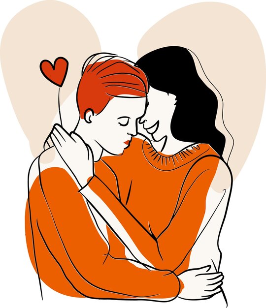 Vector a drawing of a mother and child hugging each other