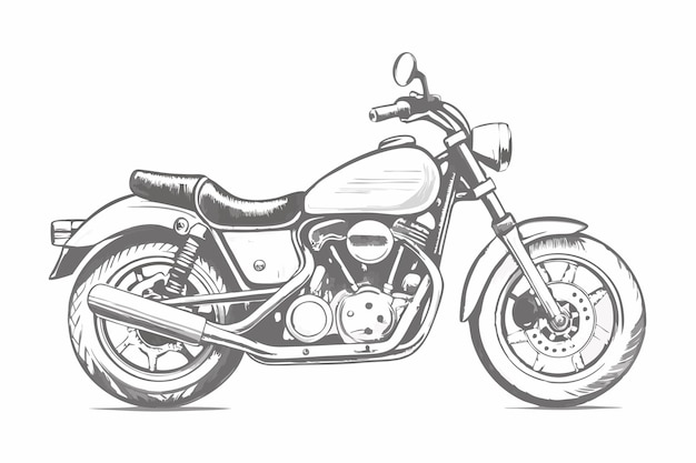 Vector a drawing of a motorcycle with a black and white drawing