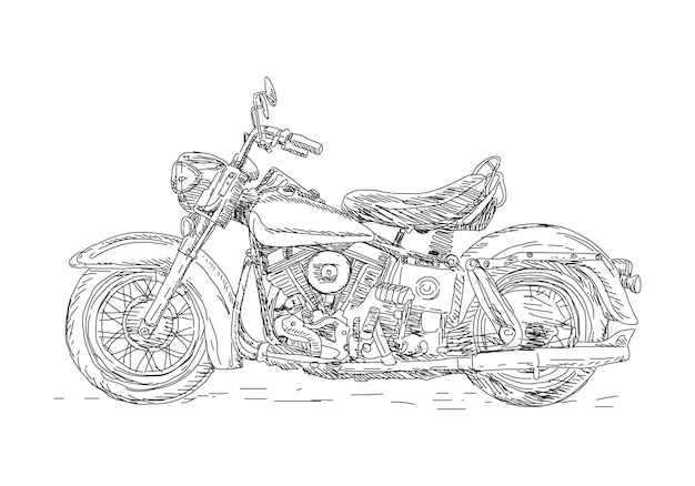 Vector a drawing of a motorcycle with the word engine on it