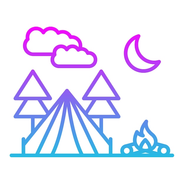 a drawing of a mountain with a moon and a tree on it