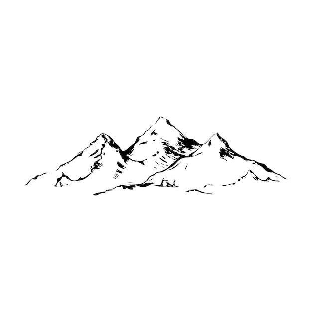 Drawing of a mountain with white background