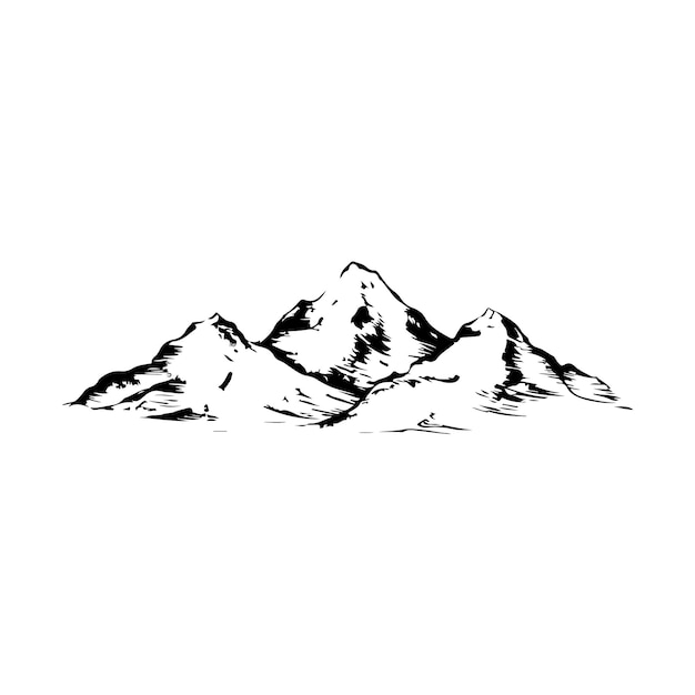 Drawing of a mountain with white background