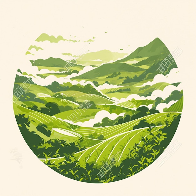 a drawing of mountains and plants with the words  natural  on it