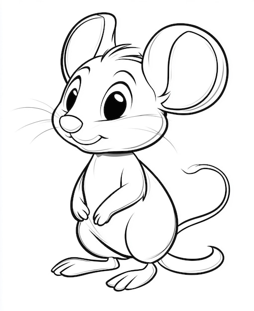 a drawing of a mouse with a black outline