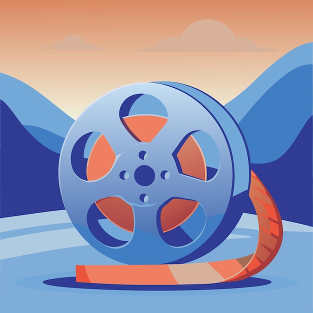 a drawing of a movie poster with a large wheel on it