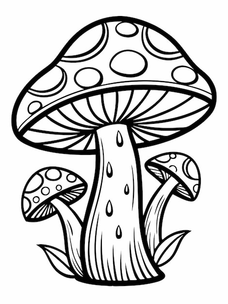 a drawing of a mushroom with mushrooms on it