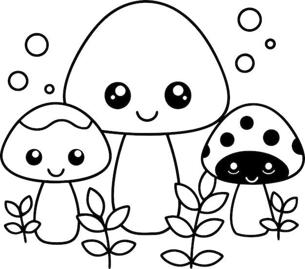 Vector a drawing of mushrooms with mushrooms and mushrooms