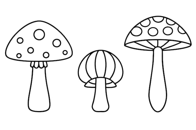 Vector a drawing of mushrooms with a white background that has a mushroom on it